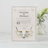 Rustikale Hochzeit des langgestreckten Schädels Einladung (Stehend Vorderseite)