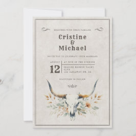 Rustikale Hochzeit des langgestreckten Schädels Einladung