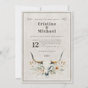 Rustikale Hochzeit des langgestreckten Schädels Einladung