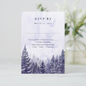 Rustikale Hochzeit des Lila Pinienwaldes RSVP Karte (Stehend Vorderseite)
