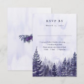 Rustikale Hochzeit des Lila Pinienwaldes RSVP Karte (Vorne/Hinten)