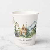 Rustikale Hochzeit des Pinienwaldes Pappbecher (Rückseite)