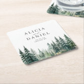Rustikale Hochzeit des Pinienwaldes Rechteckiger Pappuntersetzer (angewinkelt)