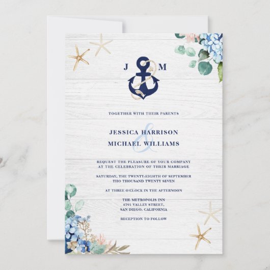 Rustikale Hochzeit des Strandbades Einladung (Vorderseite)