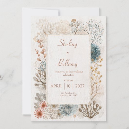 Rustikale Hochzeit des Volkes an der Küste Einladung (Vorderseite)