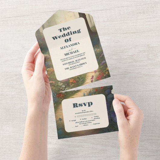 Rustikale Hochzeit des Waldes All In One Einladung (Abreißen)