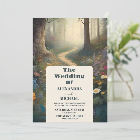 Rustikale Hochzeit des Waldes Einladung (Stehend Vorderseite)