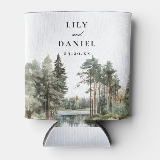 Rustikale Hochzeit des Waldes im Wasserfarbensee Dosenkühler (Vorderseite)