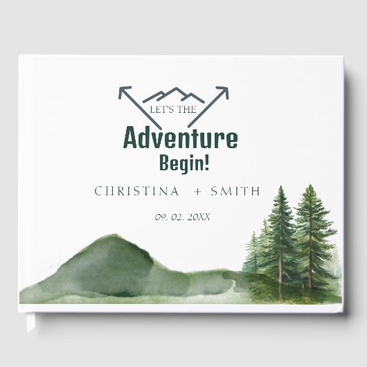 Rustikale Hochzeit des Waldwaldes Pinienwald Gästebuch (Vorderseite)