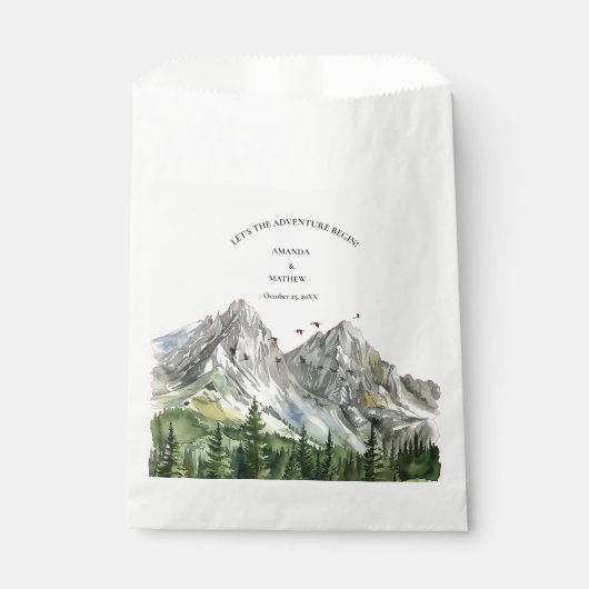 Rustikale Hochzeit des Waldwaldes Pinienwald Geschenktütchen (Vorderseite)