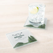 Rustikale Hochzeit des Waldwaldes Pinienwald Glasuntersetzer (Schrägansicht)