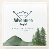 Rustikale Hochzeit des Waldwaldes Pinienwald Glasuntersetzer (Vorderseite)