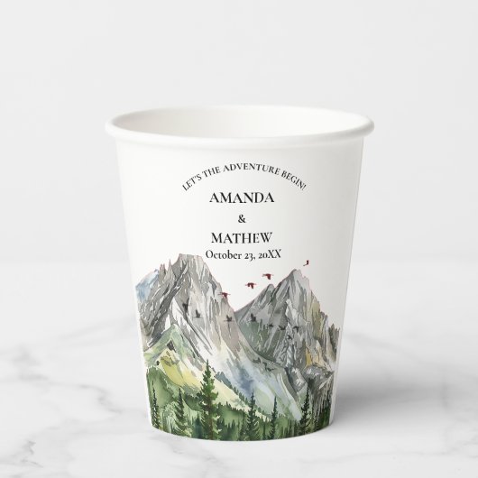 Rustikale Hochzeit des Waldwaldes Pinienwald Pappbecher (Rückseite)