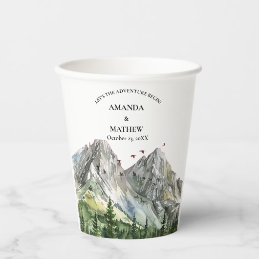 Rustikale Hochzeit des Waldwaldes Pinienwald Pappbecher (Vorderseite)