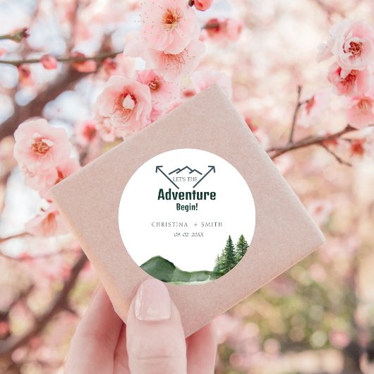 Rustikale Hochzeit des Waldwaldes Pinienwald Runder Aufkleber