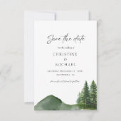 Rustikale Hochzeit des Waldwaldes Pinienwald Save The Date (Vorderseite)