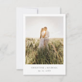 Rustikale Hochzeit des Waldwaldes Pinienwald Save The Date (Rückseite)