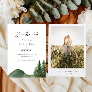 Rustikale Hochzeit des Waldwaldes Pinienwald Save The Date
