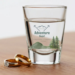 Rustikale Hochzeit des Waldwaldes Pinienwald Schnapsglas