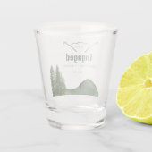 Rustikale Hochzeit des Waldwaldes Pinienwald Schnapsglas (Rückseite)