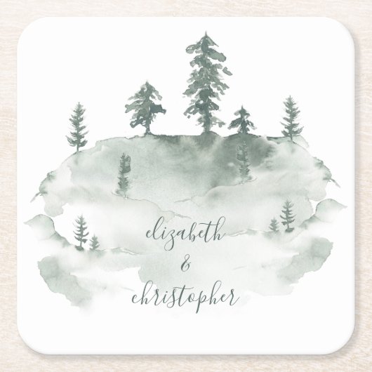 Rustikale Hochzeit des Weinwaldes Rechteckiger Pappuntersetzer (Vorderseite)