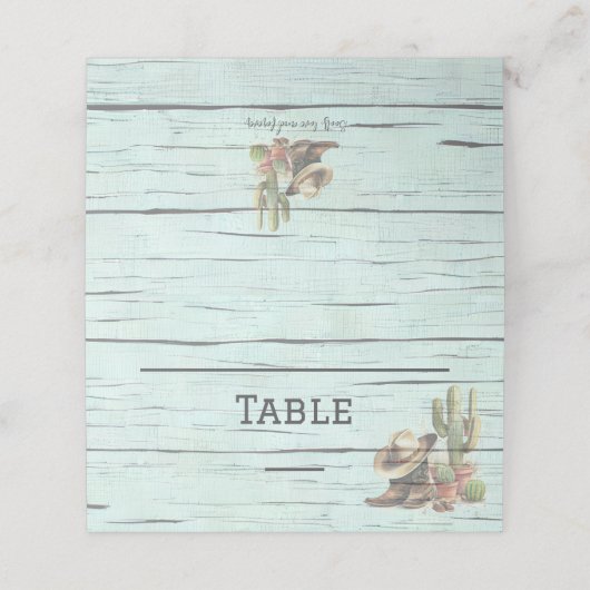 Rustikale Hochzeit des Westerns Platzkarte (Außenseite Aufgefaltet)