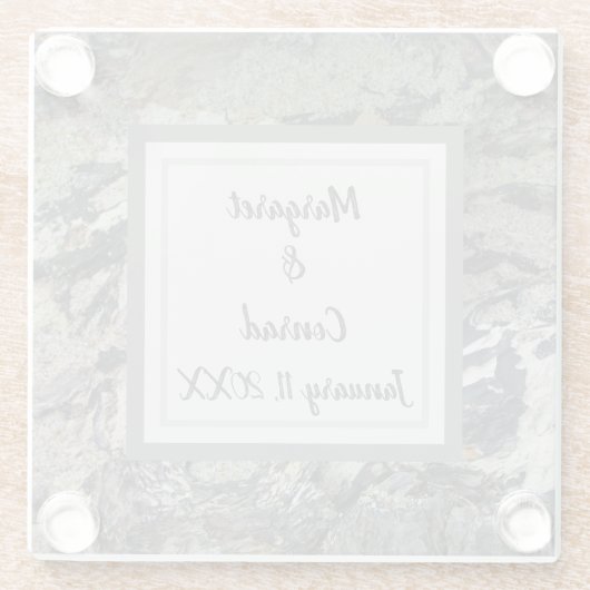 Rustikale Hochzeit Driftwood Black Gray Keepake Glasuntersetzer (Rückseite)