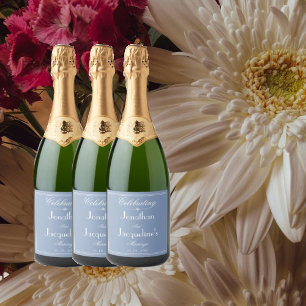 Rustikale Hochzeit Dusty Blue Personalisiert Names Schaumweinetikett