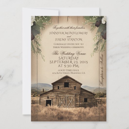 Rustikale Hochzeit Einladung (Vorderseite)