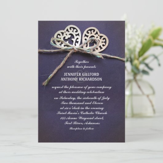 rustikale Hochzeit Einladung (Stehend Vorderseite)