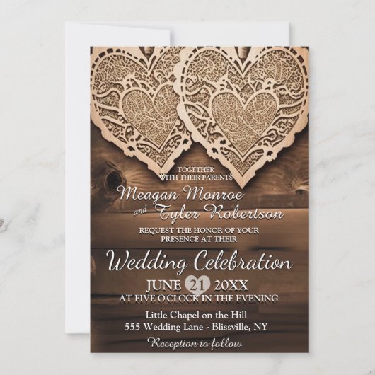 Rustikale Hochzeit Einladung (Vorderseite)