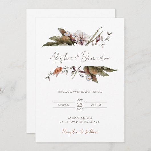 Rustikale Hochzeit Einladung (Vorne/Hinten)