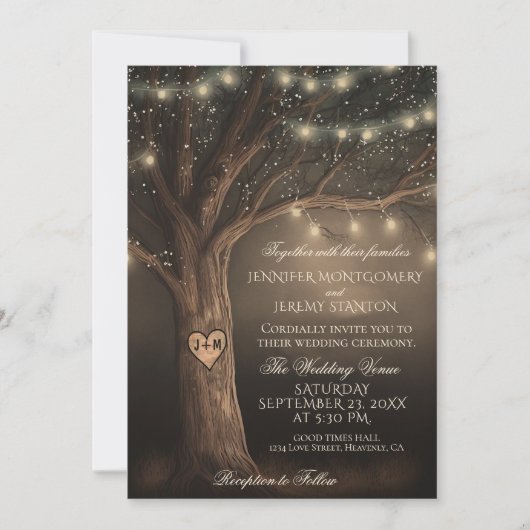 Rustikale Hochzeit Einladung (Vorderseite)