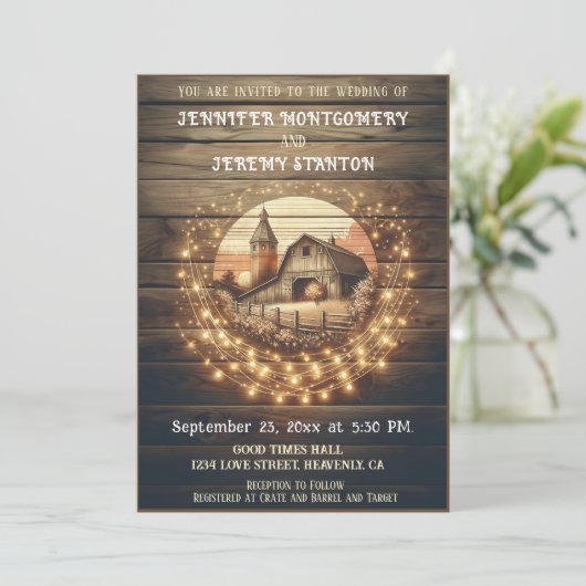 Rustikale Hochzeit Einladung (Stehend Vorderseite)