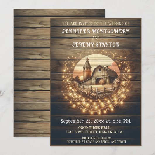 Rustikale Hochzeit Einladung (Vorne/Hinten)