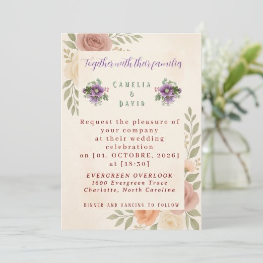 Rustikale Hochzeit Einladung (Stehend Vorderseite)