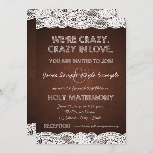 Rustikale Hochzeit Einladung (Vorne/Hinten)