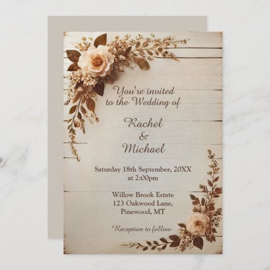 Rustikale Hochzeit Einladung (Vorne/Hinten)