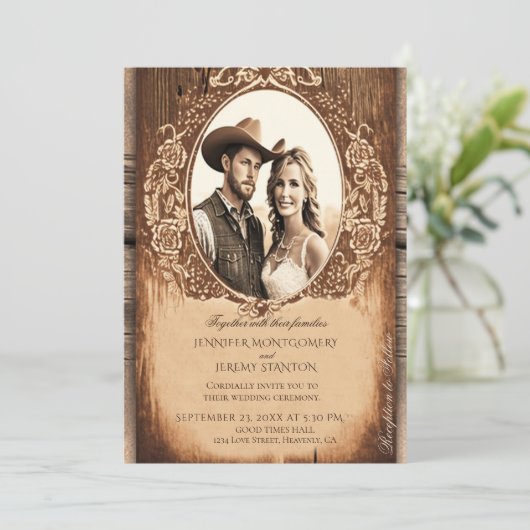 Rustikale Hochzeit Einladung (Stehend Vorderseite)