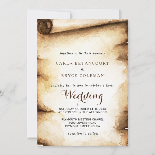 Rustikale Hochzeit Einladung (Vorderseite)