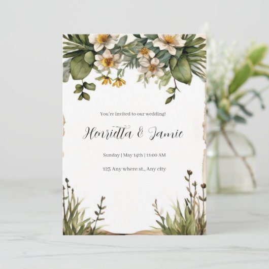 Rustikale Hochzeit Einladung (Stehend Vorderseite)