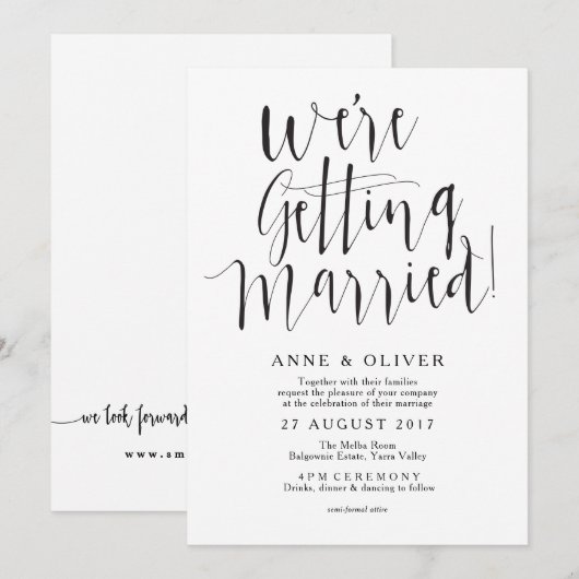 Rustikale Hochzeit Einladung Black (Vorne/Hinten)