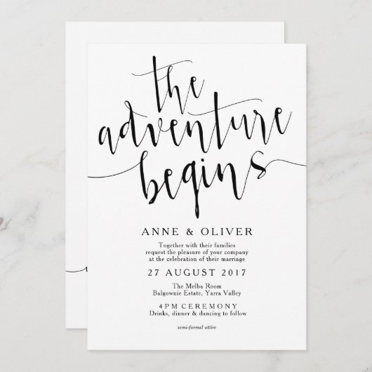 Rustikale Hochzeit Einladung Das Abenteuer beginnt (Vorne/Hinten)