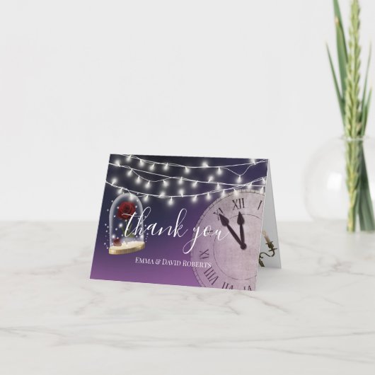 Rustikale Hochzeit Elegant Lila Danke (Vorderseite)