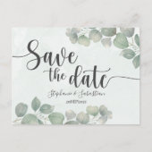 Rustikale Hochzeit Eukalyptus Green SAVE THE DATE Postkarte (Vorderseite)