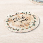 Rustikale Hochzeit Eukalyptus-Holzkörner - kundens Runder Pappuntersetzer (Angewinkelt)