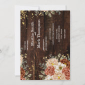 Rustikale Hochzeit Holz Blumen Einladung (Vorderseite)