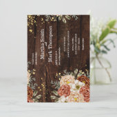Rustikale Hochzeit Holz Blumen Einladung (Stehend Vorderseite)