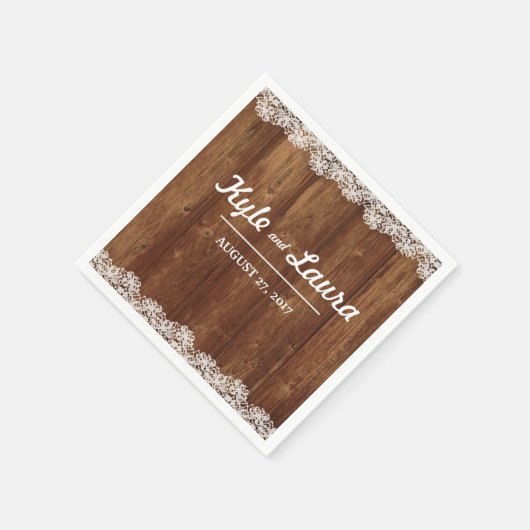 Rustikale Hochzeit Holz Lace Napkin Serviette (Ecke)