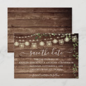 Rustikale Hochzeit Holz Lichter Mason Jar Save The Date (Vorne/Hinten)